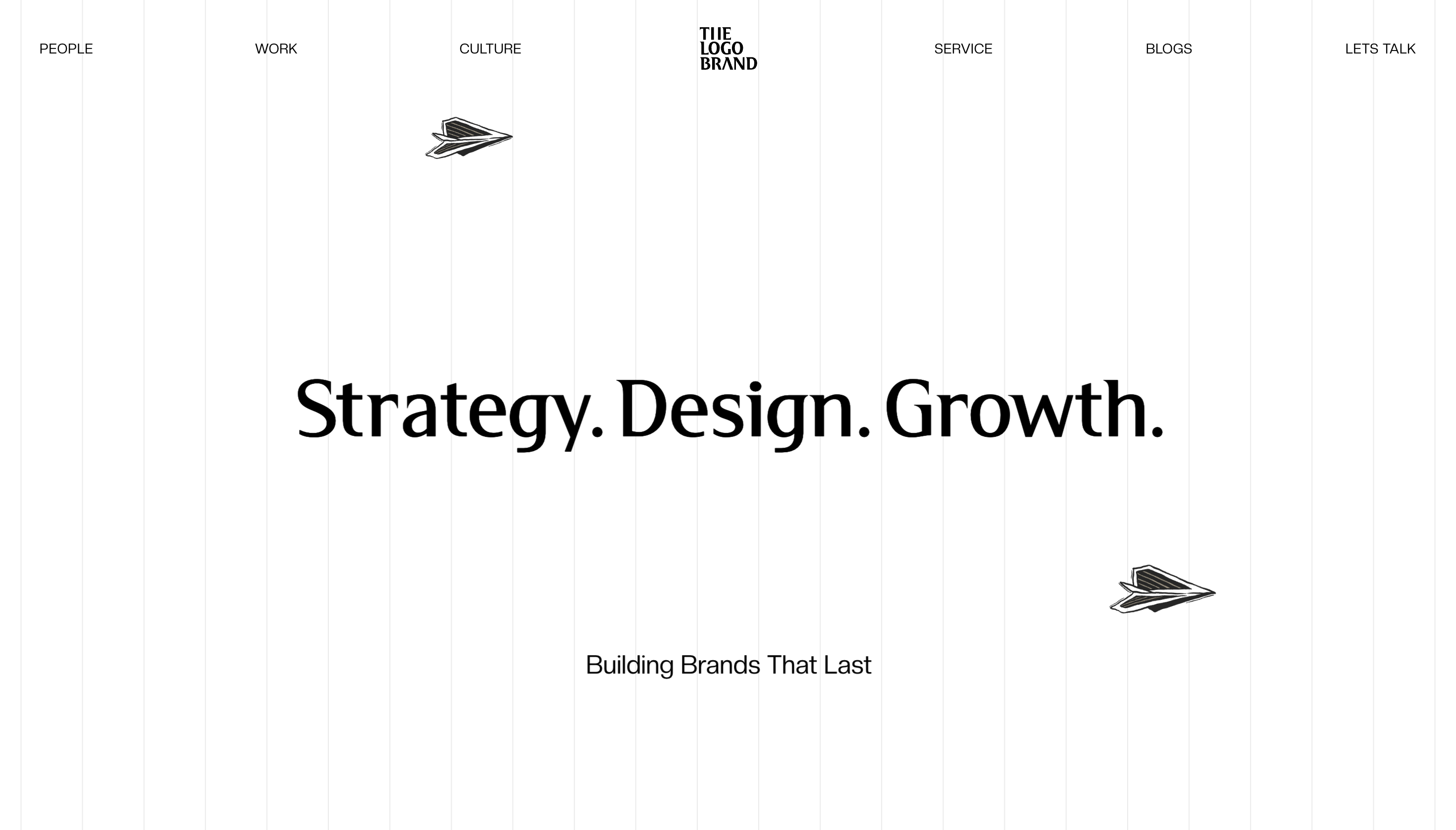 The Logo Brand website homepage showing the global partner statement and illustrated visual system